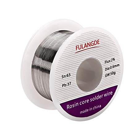 FULANGDE 63-37 Tin Lead Rosin Core Solder Wire with High Fluidity and Gloss and to Nice Shiny Joints For Electrical Soldering 0.5mm 0.6mm 0.8mm 1.0mm 50g 100g 1lb (0.6mm/50g)