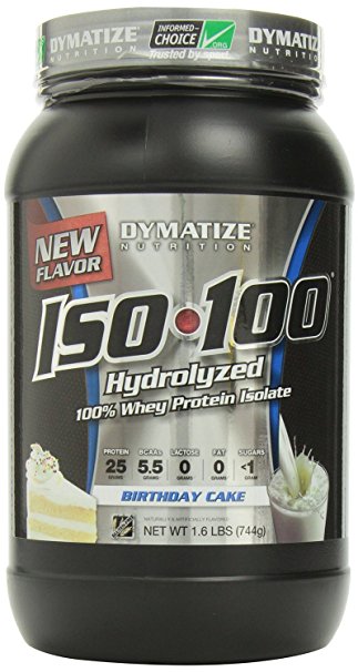 Dymatize ISO-100 Hydrolyzed 100% Whey Protein Isolate - Birthday Cake 1.6 LBS