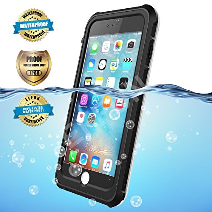 iPhone 7 Waterproof Case, EFFUN VOGUIE Style IP68 Certified Waterproof Underwater Cover Full Body Protective Shockproof Snowproof Dirtproof Case for iPhone 7 (4.7 inch) Black