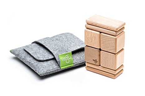 8 Piece Tegu Pocket Pouch Magnetic Wooden Block Set, Natural