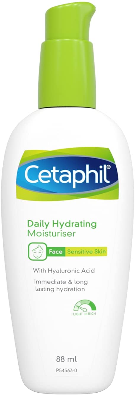 Cetaphil Daily Hydrating Lightweight Facial Moisturiser, For Sensitive Skin, Fragrance-free With Hyaluronic Acid, White, 88 ml