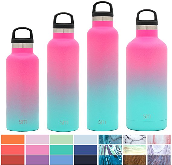 Simple Modern Ascent Water Bottle - Narrow Mouth, Vacuum Insulated, Double Wall, 18/8 Stainless Steel Powder Coated - 5 Sizes, 30  Colors