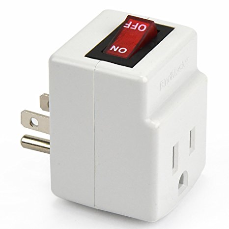 NEW! 3 Prong Grounded Single Port Power Adapter for outlet with On/Off Switch to be energy saving with indicator light