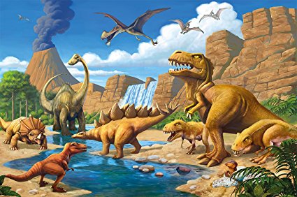 Wallpaper Childrens Room adventure Dinosaur – wall picture decoration Dino World Comic style jungle adventure Dinosaur paperhanging poster wall decor by GREAT ART (82.7 Inch x 55 Inch/210 x 140 cm)
