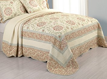 Modern Heirloom Collection Rosaleen Cotton Quilted Bedspread, Queen, 102 by 118 Inch