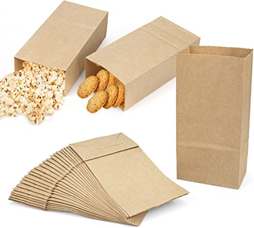 Foraineam 300 Pack Mini Kraft Paper Bags 3.5 x 2 x 6.7 inch Durable Brown Paper Snack Bag Small Cookie Party Favor Bags