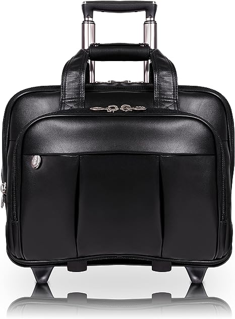 McKlein Detachable-Wheeled Laptop Briefcase, Black, 18"x8.75"x14.5"
