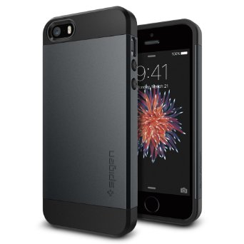 iPhone 5S Case, Spigen® [Slim Armor] SHOCK ABSORPTION [Metal Slate] Dual Layer Protective Case for iPhone 5/5S - Metal Slate (SGP10365)