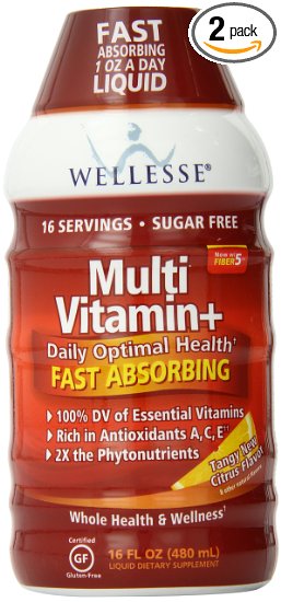 Wellesse Multivitamin Fast Absorbing, Complete B-Complex,Tangy New Citrus Flavor, 16-Fluid-Ounce (Pack of 2)