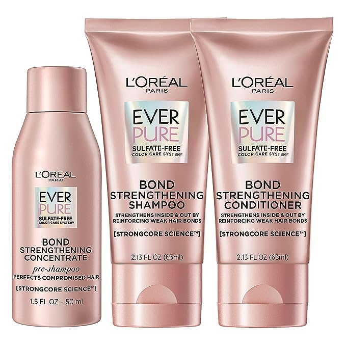 L'Oreal Paris, Bond Repair Shampoo and Conditioner, Strengthens & Repairs Weak Hair in 1 Use with System, Sulfate Free & Vegan, EverPure, 6.8oz (1 kit)