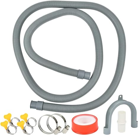 TIMESETL 2m Washing Machine Hose Extension, Washing Machine Pipe，Washing Machine Waste Pipe, Washing Machine Drain Hoses Extension - Diameter 2 cm