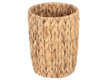 StorageWorks Wicker Waste Basket, Wicker Trash Basket with Handwoven Water Hyacinth, Small Trash Can, Wicker Garbage Can for Bedroom, Bathroom, 1 Pack