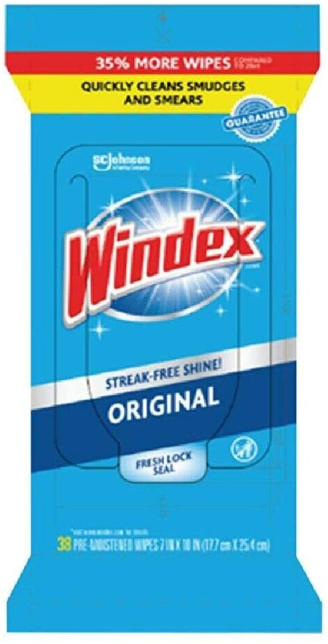 SC JOHNSON WIPES GLASS WINDEX 38 COUNT