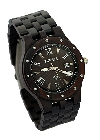 Ideashop Black Sandalwood Big Case Watches Luxury Movement QUARTZ Wood Watch With Date Calendar Unique Gift