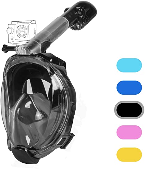 Unigear Full Face Snorkel Mask Snorkeling Mask Panoramic 180° View with Handler Detachable Camera Mount, Anti-Fog Anti-Leak Free Breath Design