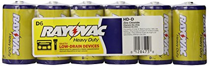 Rayovac Industrial Heavy Duty "D" Batteries, pack of 6