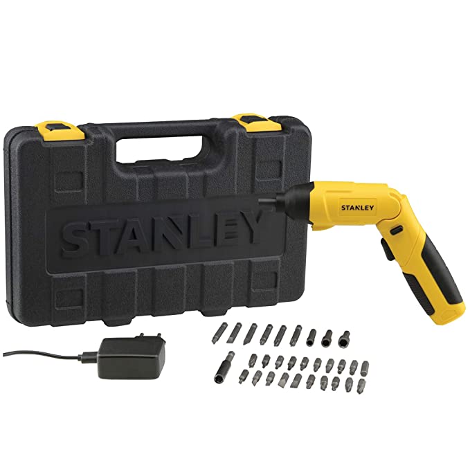 STANLEY SCS4K 4V 6.35mm 4.5Nm Li-ion Cordless Screwdriver with integrated LED and 30pc Accessories set-1.5Ah Battery