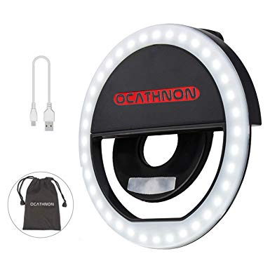 Ocathnon Selfie Light Ring Lights LED Circle Light Cell Phone Laptop Camera Photography Video Lighting Clip On Rechargeable