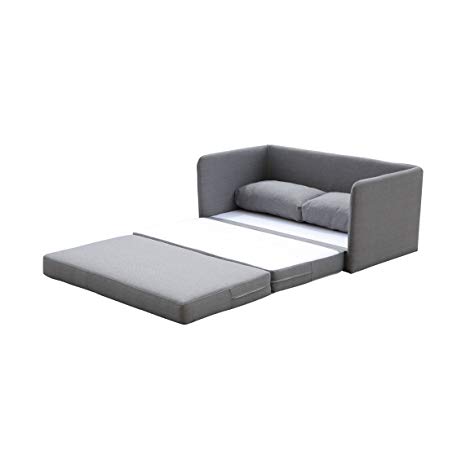 US Pride Furniture Kathy Reversible 5.1" Foam Fabric Loveseat and Sofa Bed Couch Sleeper, Gray