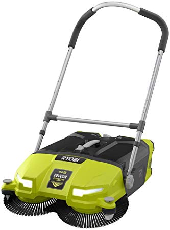 Ryobi ONE  DEVOUR 18-Volt Cordless Debris Sweeper, Transparent 4.5 Gal Tub Capacity with LED Headlights, Rear Wheel Height Adjustment, 21" Wide Cleaning Swath (TOOL ONLY)