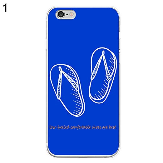 EUNOMIA Slippers Shoes Pattern Hybrid Bard Clear Soft Frame Slim Case Cover - 1# Blue for iPhone 6/6S