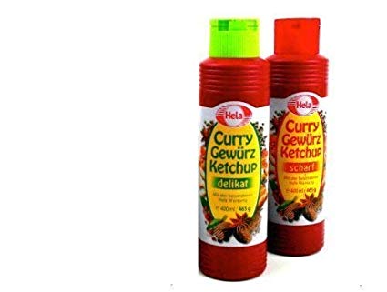 Hela 2 Flavor Curry Gewurz Ketchup (1) Mild and (1) Hot - 2 Pack Bundle - 300 ml each