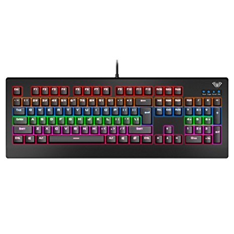 AULA Demon King Mechanical Gaming Keyboard, Rainbow Backlit Black Switch