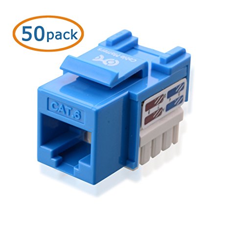 Cable Matters 50-Pack Cat6 RJ45 Keystone Jack in Blue and Keystone Punch-Down Stand