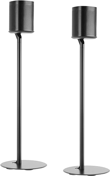 Mount Plus MP-SB54F 2 Pack Fixed Height Speaker Floor Stand Made for Sonos Speakers | Compatible with Sonos One, One SL, Play:1 Play:3 Play:5 | Cable Management (2 Pack Black Floor Stand)