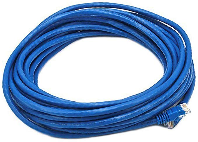 Monoprice 30FT 24AWG Cat5e 350MHz UTP Ethernet Bare Copper Network Cable - Blue