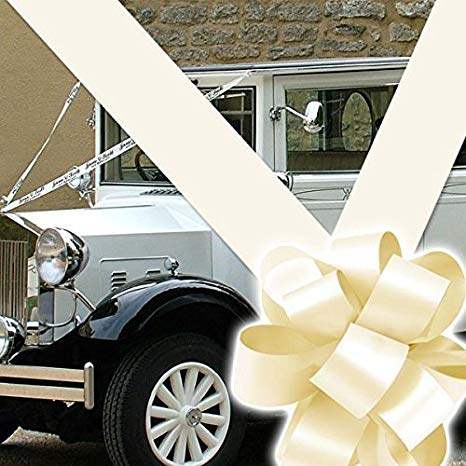 Ribbon and Bows Wedding CAR Decoration.5 Large Bows and 8 METERES of Ribbon (Ivory/Cream)