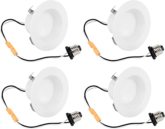 LB13206 15-Watt 4 Inch LED Recessed Downlight - Smooth Trim, Dimmable, High Output - 4000K Daylight, 1200 Lumens - Damp Rated and ETL Certified - Simple Retrofit Installation - 4 Pack