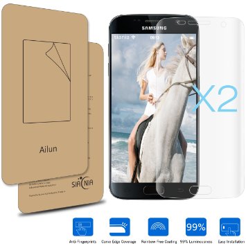 Galaxy S7 Screen Protector,[2 Packs]by Ailun,Curved Edge-to-Edge Full Coverage,Anti-Scratch,Bubble Free,Reduce Fingerprint&Oil Stains,HD PET Film,Case Friendly-SIANIA Retail Package(non-S7 edge)