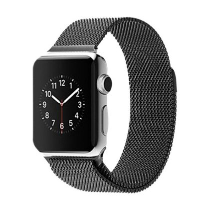 Apple Watch Band , Aidbucks 42mm Milanese Loop Stainless Steel Bracelet Watch Strap for Apple Watch All Models with Magnetic Closure, No Buckle Needed (Black)
