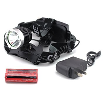 KLAREN Outdoor Waterproof 1600lm Xm-l T6 LED Headlamp   2 X 18650 Rechargeable Batteries   Charger US Best seller