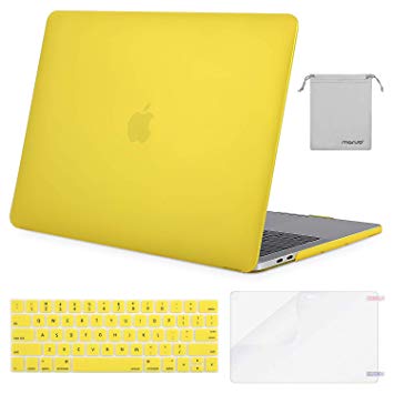 MOSISO MacBook Pro 13 Case 2018 2017 2016 Release A1989/A1706/A1708, Plastic Hard Shell & Keyboard Cover & Screen Protector & Storage Bag Compatible Newest Mac Pro 13 Inch, Yellow