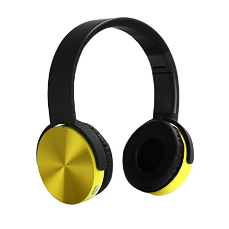 YHhao Over-Ear Headphone, Foldable Headphone with Microphone Mic and Volume Control for iPhone, iPad, iPod, Android Smartphones, PC, Laptop, Mac, Tablet, Over-Ear Headset for Music (Yellow01)
