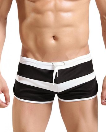 Showtime Men's Striped Swimwear Dolphin Shorts with Front Tie