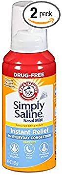 Simply Saline Instant Relief for Everyday Congestion Nasal Mist 4.25 oz (Pack of 2)