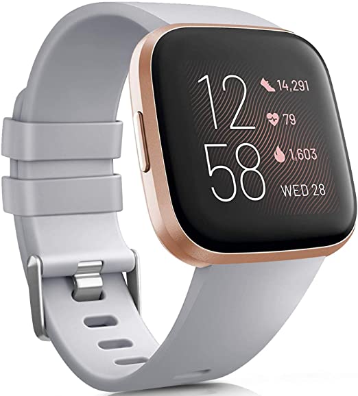 Vancle Bands Compatible with Fitbit Versa Bands for Women Men Rose Gold Silicone Wristbands for Fitbit Versa Bands/Fitbit Versa Lite Bands/Fitbit Versa 2 Bands