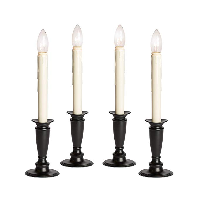 Set of 4 Battery Operated Window Candles (Black Onyx)
