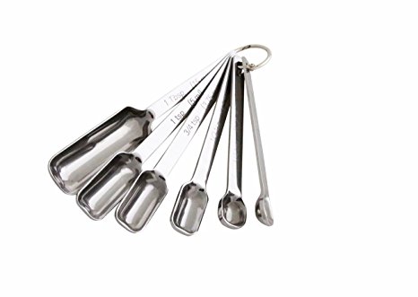 Benchusch Premium Stainless Steel Measuring Spoon – set of 6pcs rectangular shaped spoons fit to narrow spice jars – perfect for cooking and baking