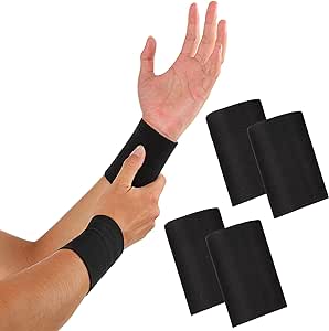 SATINIOR 2 Pairs Compression Wrist Sleeve Compression Wrist Brace Wrist Supports Wrist Wraps Elastic Wristbands for Men and Women Tennis, Tendonitis, Carpal Tunnel (Black, X-Large)