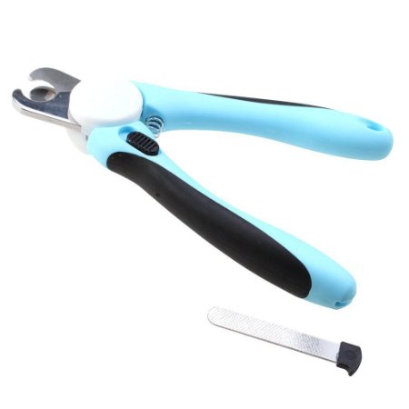 ME.FAN™ Dog Nail Clippers and Trimmer - Nail File Included - Professional Safety Guard to Stop Overcutting Nails - Perfect At Home Pet Grooming Supplies (X-Large-Light Blue)