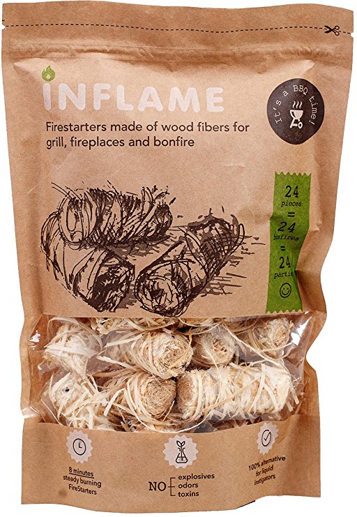 Inflame | Natural Fire Starters Really Comfortable Packaging of Fire-Starting Nuggets 24 pcs in pack (24 Bonfires)