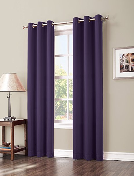 Sun Zero Easton Blackout Energy Efficient Curtain Panel, 40" x 95", Blackberry Purple