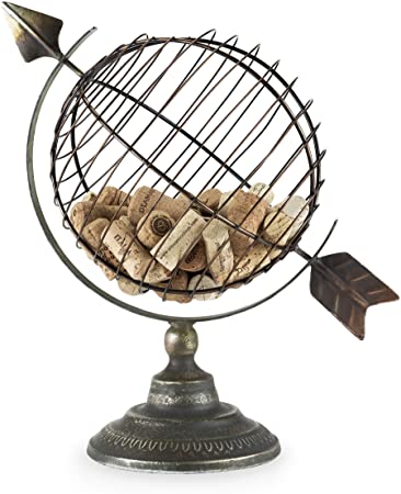 Twine 5596 Chateau Old World Globe Cork Display Wine Accessories, Bronze