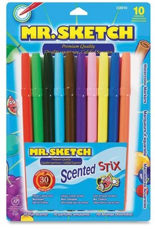 Mr. Sketch Scented Stix Markers, Fine Tip, Assorted Colors, 10-Count