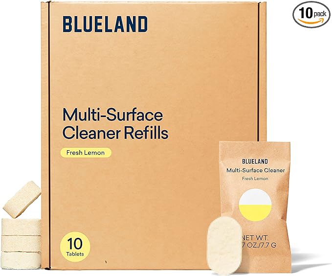 BLUELAND Multi-surface All Purpose Cleaner Refill Tablet 10 Pack | Eco Friendly Products & Cleaning Supplies - Fresh Lemon Scent | Makes 10 x 24 Fl oz bottles (240 Fl oz total)