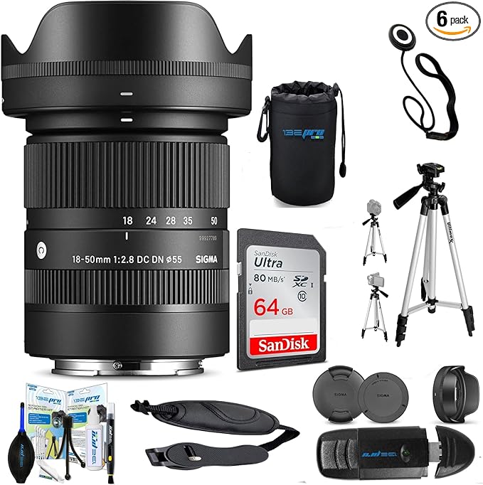 Sigma 18-50mm f/2.8 DC DN Contemporary Lens for Sony E with Deal-Expo Accessories Bundle...